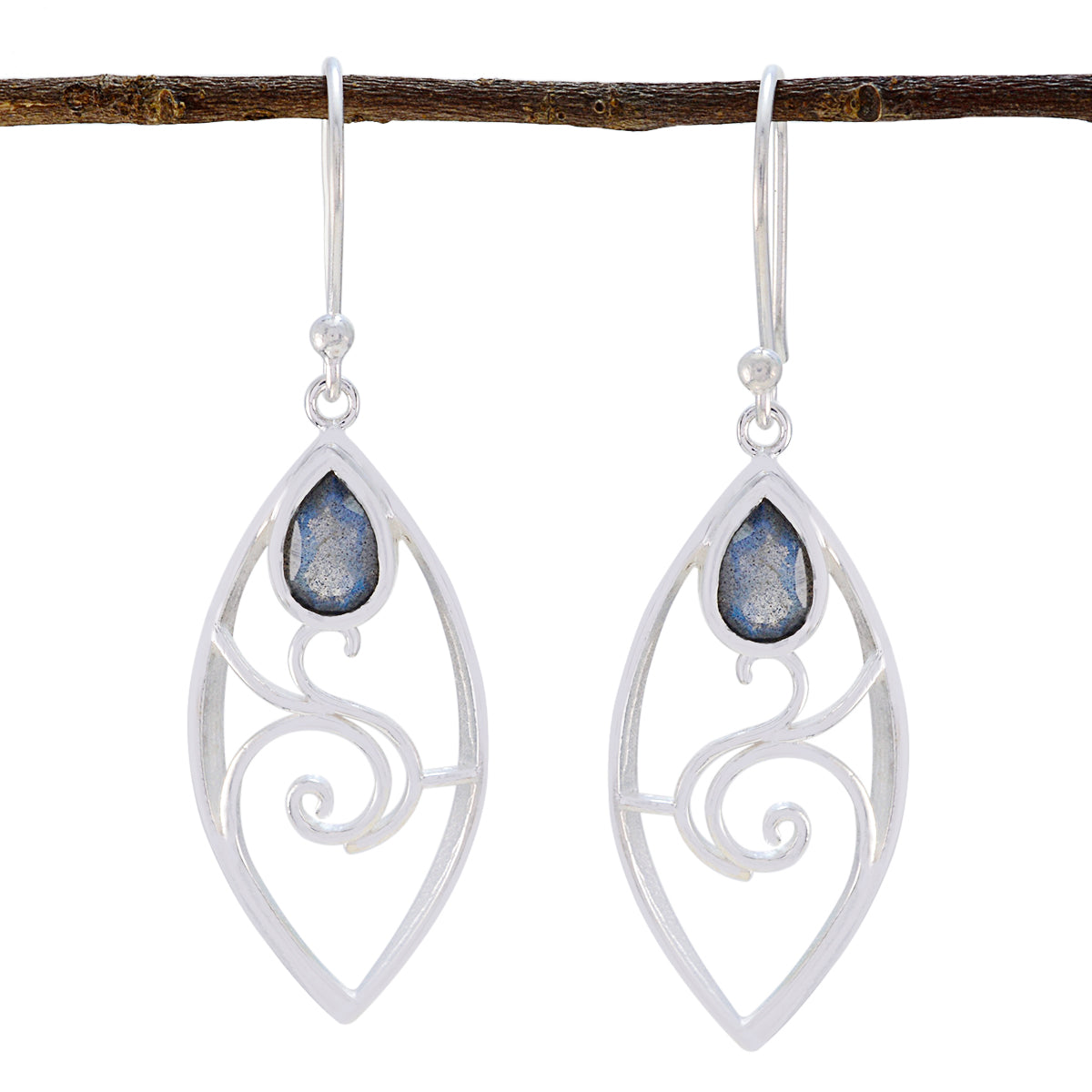 Yan Grey Versatile Solitaire Dangle Earring Labradorite Gray Dangle