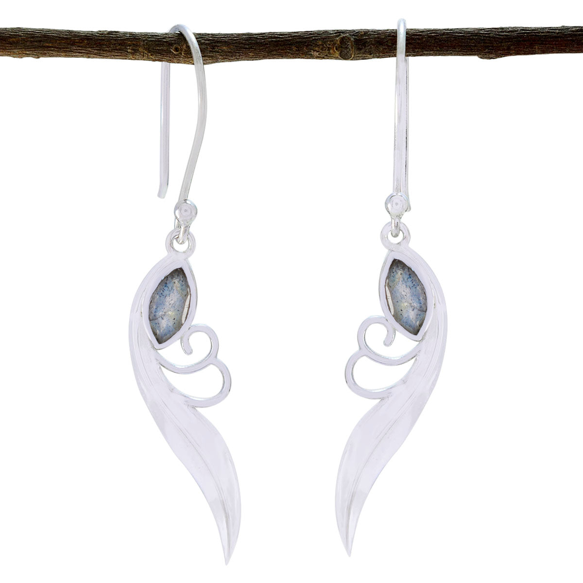 Ying Grey Dainty Solitaire Dangle Earring Labradorite Gray Dangle
