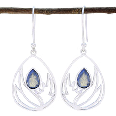 Yuki Grey Whisper thin Solitaire Dangle Earring Labradorite Gray Dangle