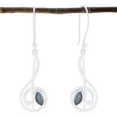 Agustina Grey Dainty Solitaire Dangle Earring Labradorite Gray Dangle