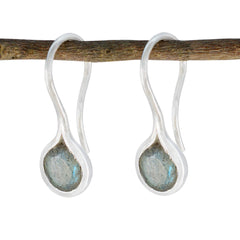 Isabelle Grey Delicate Solitaire Dangle Earring Labradorite Gray Dangle