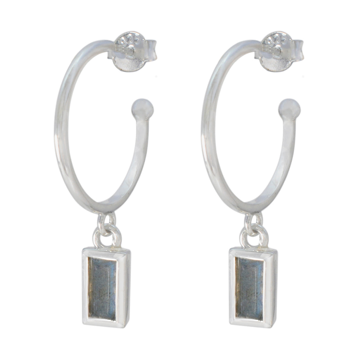 Sophia Grey Slim Solitaire Dangle Earring Labradorite Gray Dangle