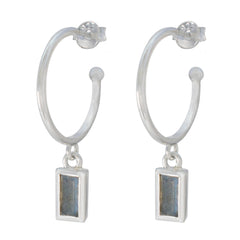 Sophia Grey Slim Solitaire Dangle Earring Labradorite Gray Dangle