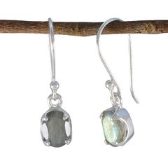 Alejandra Grey Delicate Solitaire Dangle Earring Labradorite Gray Dangle