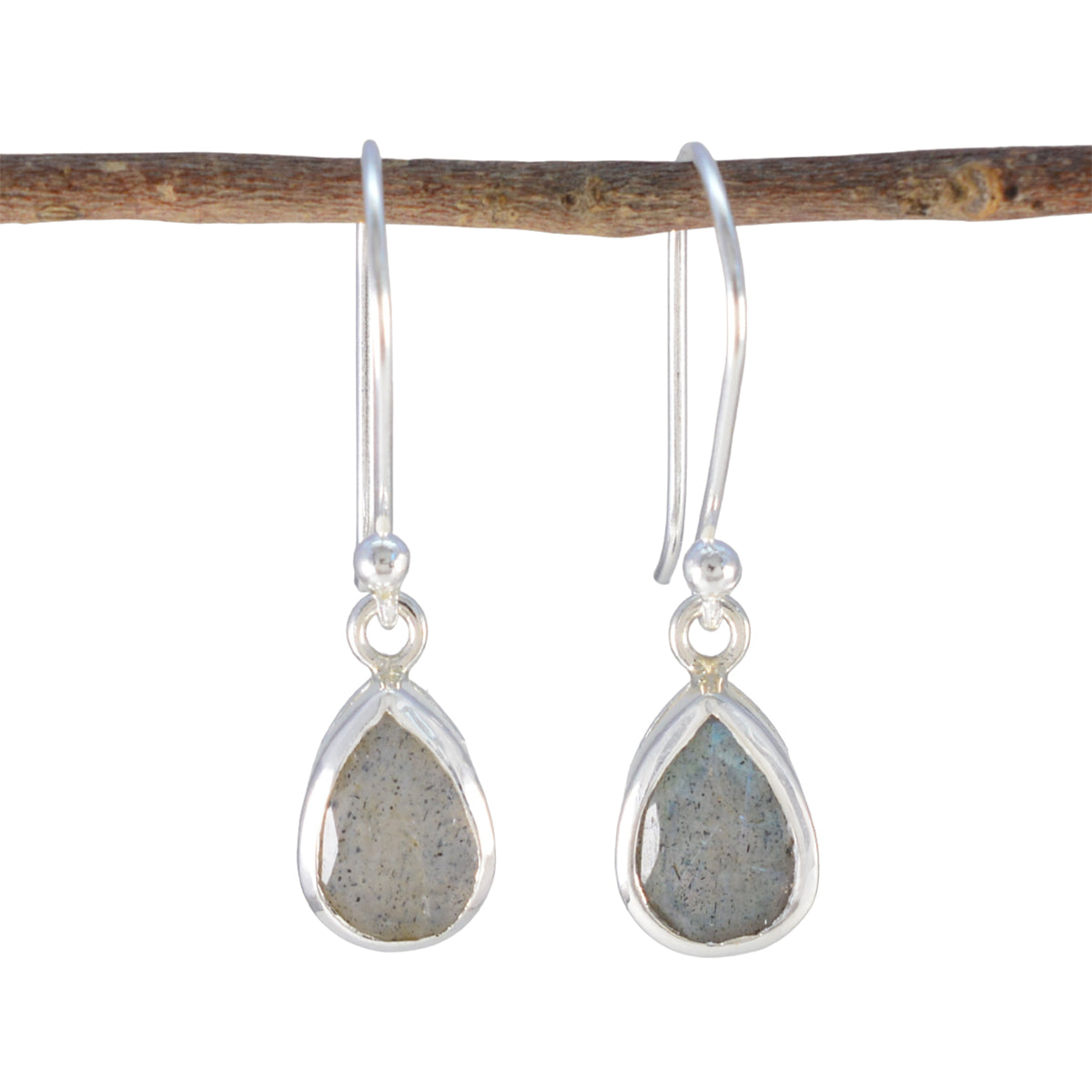 Eun ji Grey Dainty Solitaire Dangle Earring Labradorite Gray Dangle