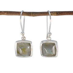 Jiwoo Grey Slim Solitaire Dangle Earring Labradorite Gray Dangle