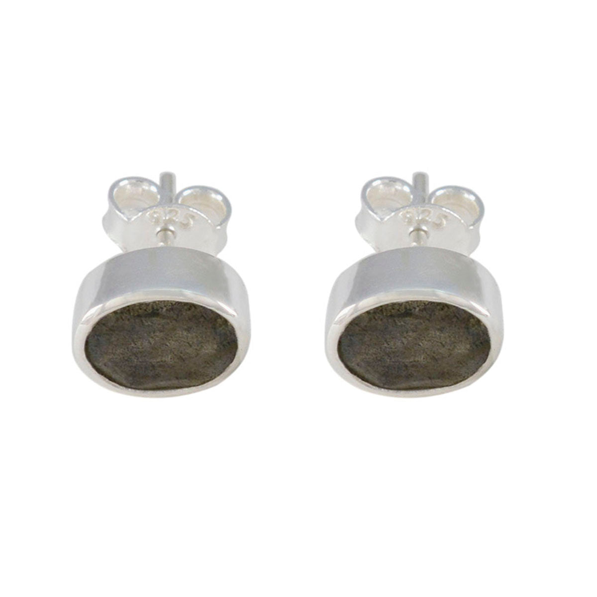 Ángeles Grey Elegant Solitaire Stud Earring Labradorite Gray Stud