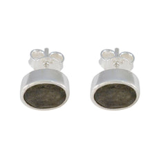 Ángeles Grey Elegant Solitaire Stud Earring Labradorite Gray Stud