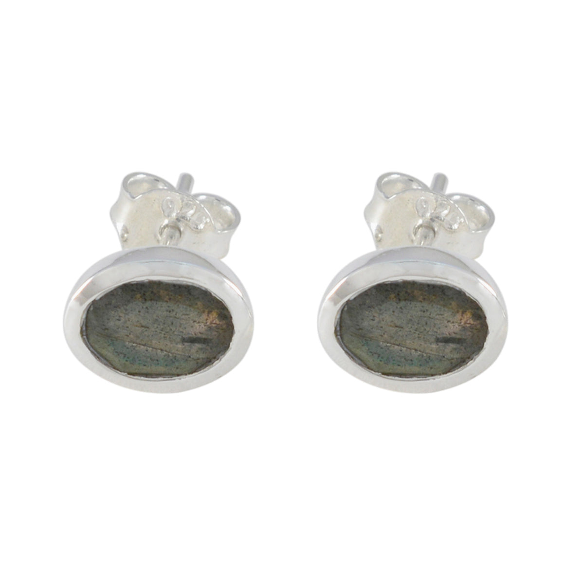 Li Lee Grey Delicate Solitaire Stud Earring Labradorite Gray Stud
