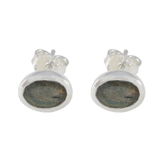 Li Lee Grey Delicate Solitaire Stud Earring Labradorite Gray Stud