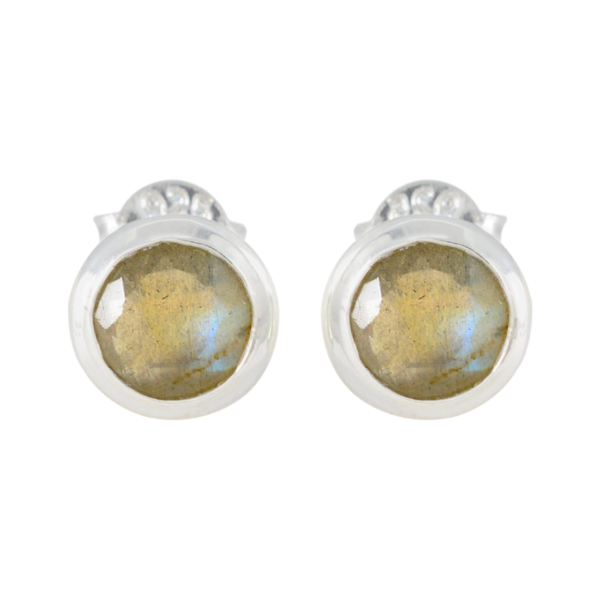 Yan Grey Dainty Solitaire Stud Earring Labradorite Gray Stud