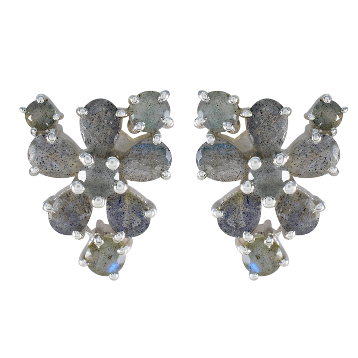 Hanna Grey Minimal multiple Stud Earring Labradorite Gray Stud
