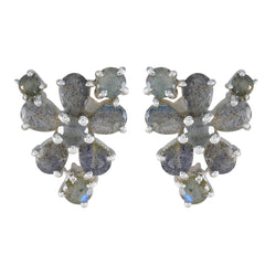 Hanna Grey Minimal multiple Stud Earring Labradorite Gray Stud