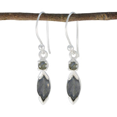 Mia Grey Whisper thin Toi et Moi Dangle Earring Labradorite Gray Dangle