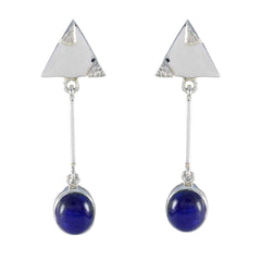 Nella Blue Edgy Solitaire Stud Earring Lapis Lazuli Blue Stud