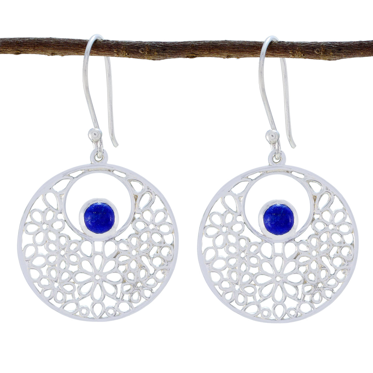 Julieta Blue Mid weight Solitaire Dangle Earring Lapis Lazuli Blue Dangle