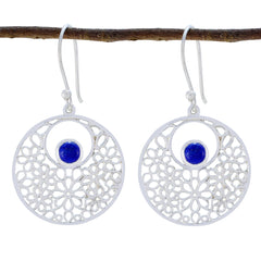 Julieta Blue Mid weight Solitaire Dangle Earring Lapis Lazuli Blue Dangle