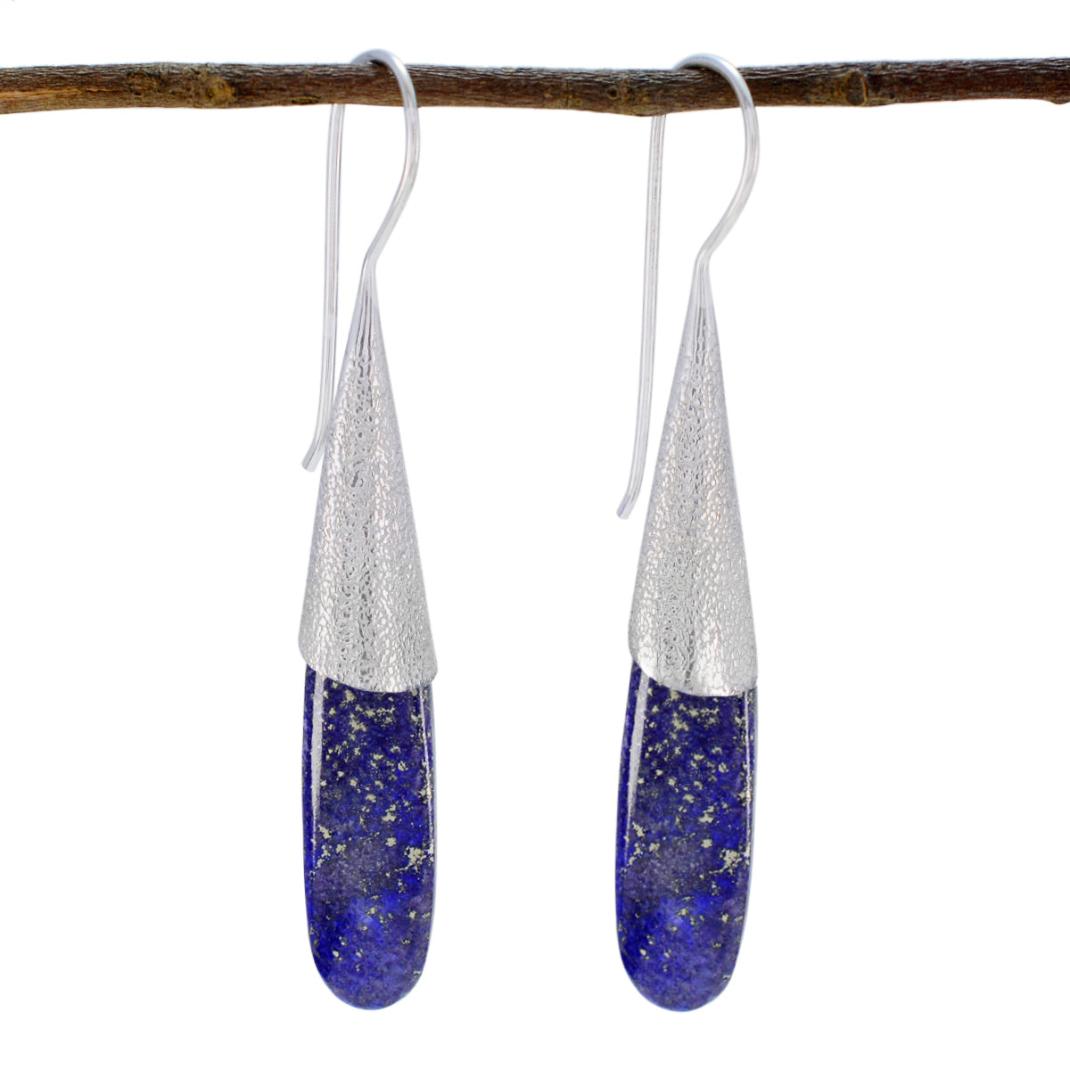 Naomi Blue Edgy Solitaire Dangle Earring Lapis Lazuli Blue Dangle