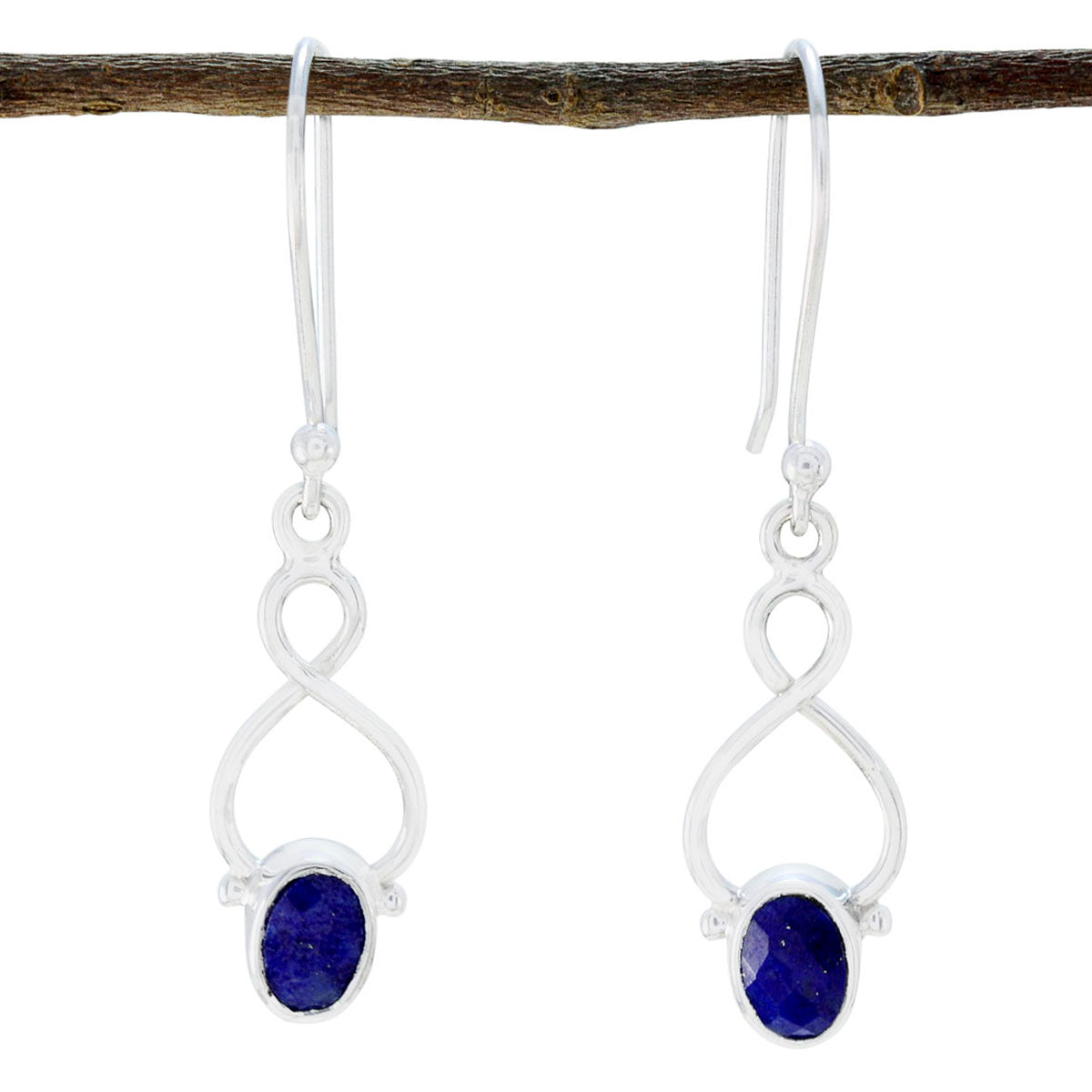 Pilar Blue Delicate Solitaire Dangle Earring Lapis Lazuli Blue Dangle