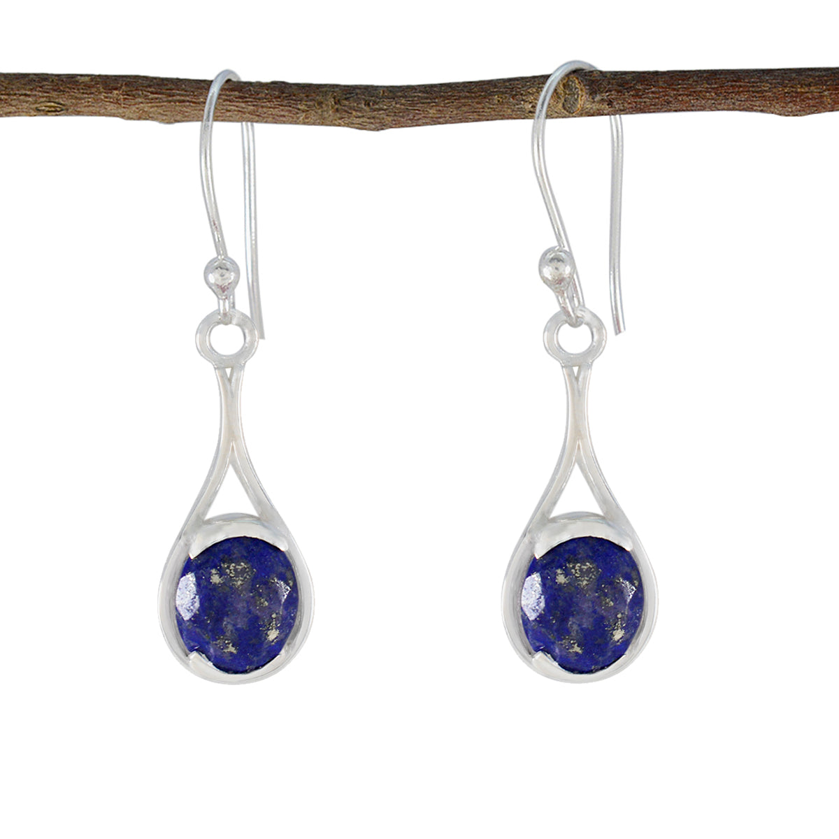 Charlotte Blue Slim Solitaire Dangle Earring Lapis Lazuli Blue Dangle