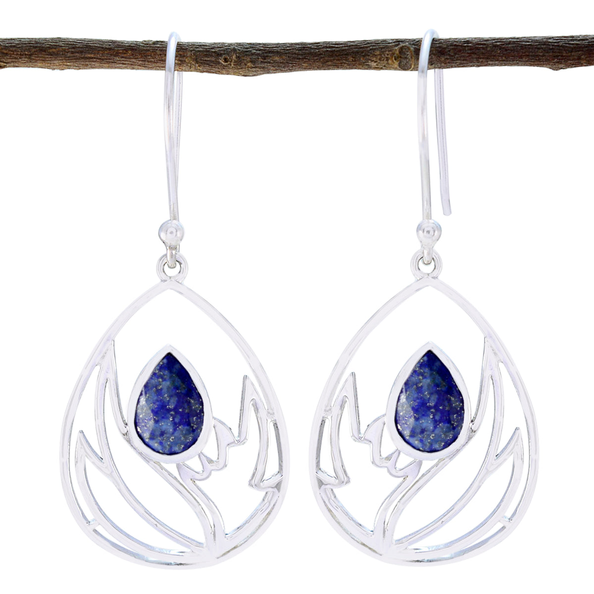 Sofía Blue Whisper thin Solitaire Dangle Earring Lapis Lazuli Blue Dangle