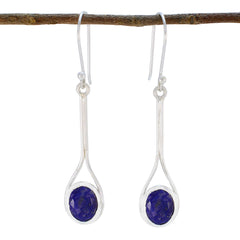 Teresa Blue Dainty Solitaire Dangle Earring Lapis Lazuli Blue Dangle