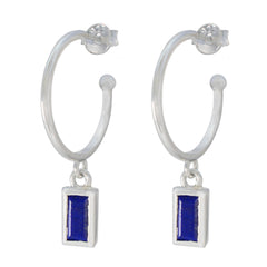 Stella Blue Slim Solitaire Dangle Earring Lapis Lazuli Blue Dangle