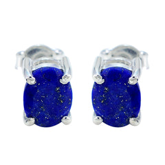 Alice Blue Delicate Solitaire Stud Earring Lapis Lazuli Blue Stud