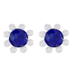 Amelia Blue Elegant Solitaire Stud Earring Lapis Lazuli Blue Stud