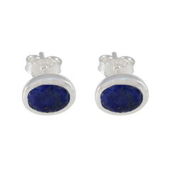 Ling Blue Delicate Solitaire Stud Earring Lapis Lazuli Blue Stud