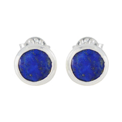 Ying Blue Dainty Solitaire Stud Earring Lapis Lazuli Blue Stud