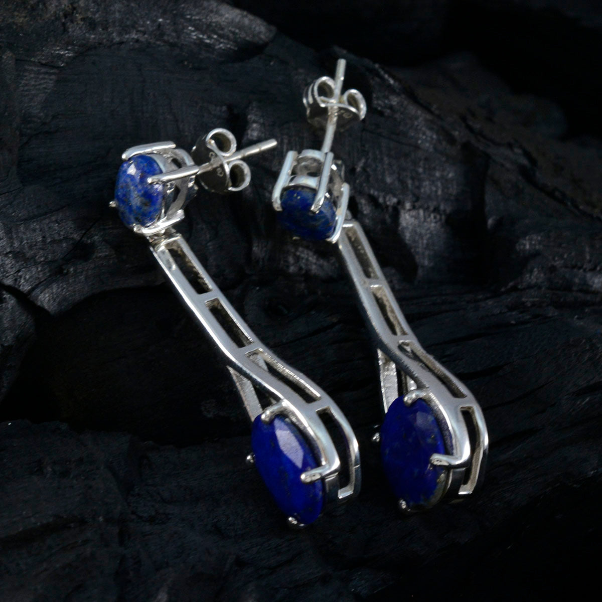 Li Lee Blue Minimal Toi et Moi Stud Earring