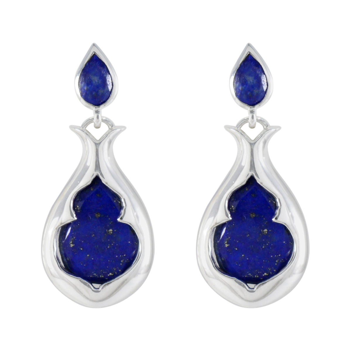Emma Blue Edgy Toi et Moi Stud Earring Lapis Lazuli Blue Stud