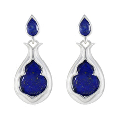 Emma Blue Edgy Toi et Moi Stud Earring Lapis Lazuli Blue Stud