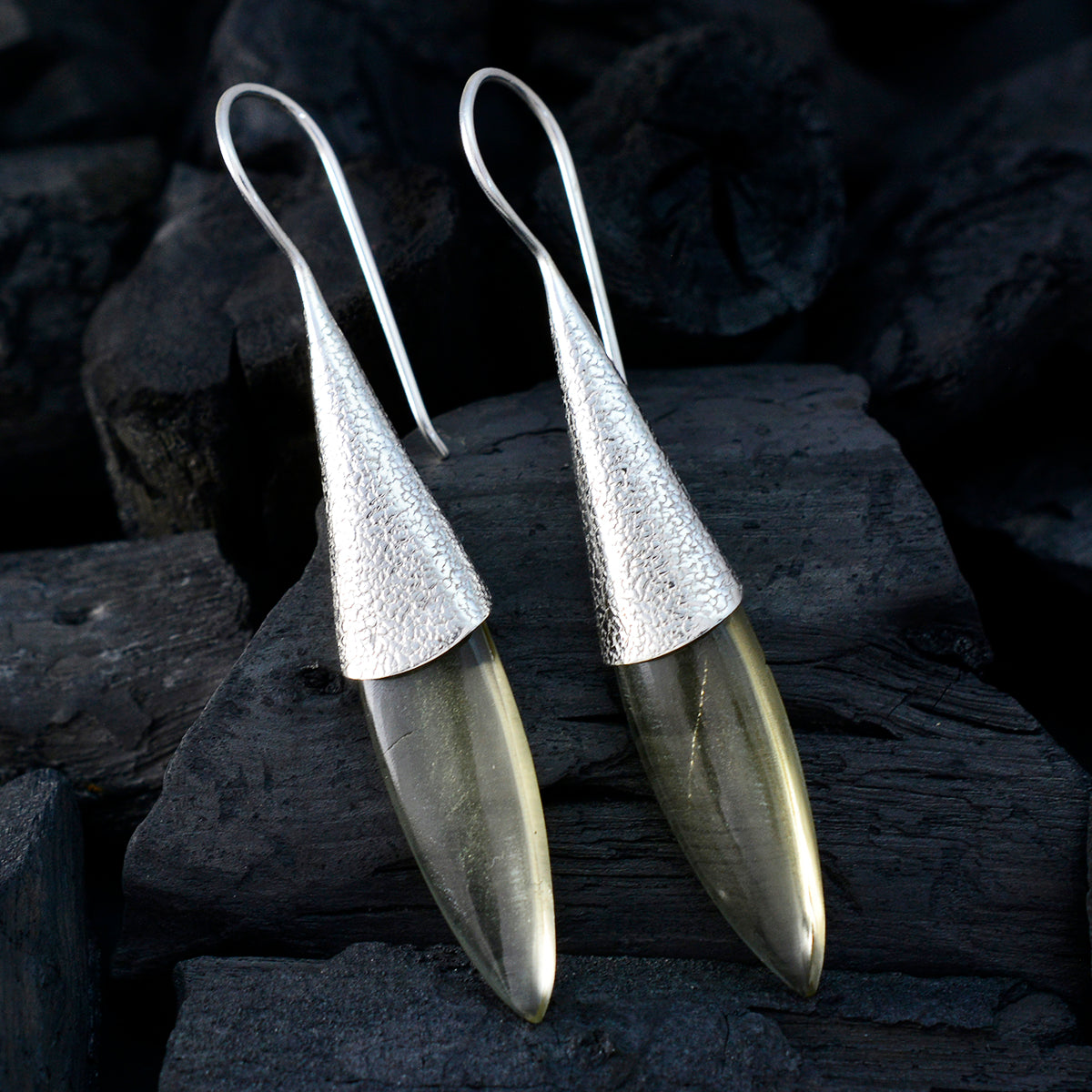 Jia Yellow Edgy Solitaire Dangle Earring