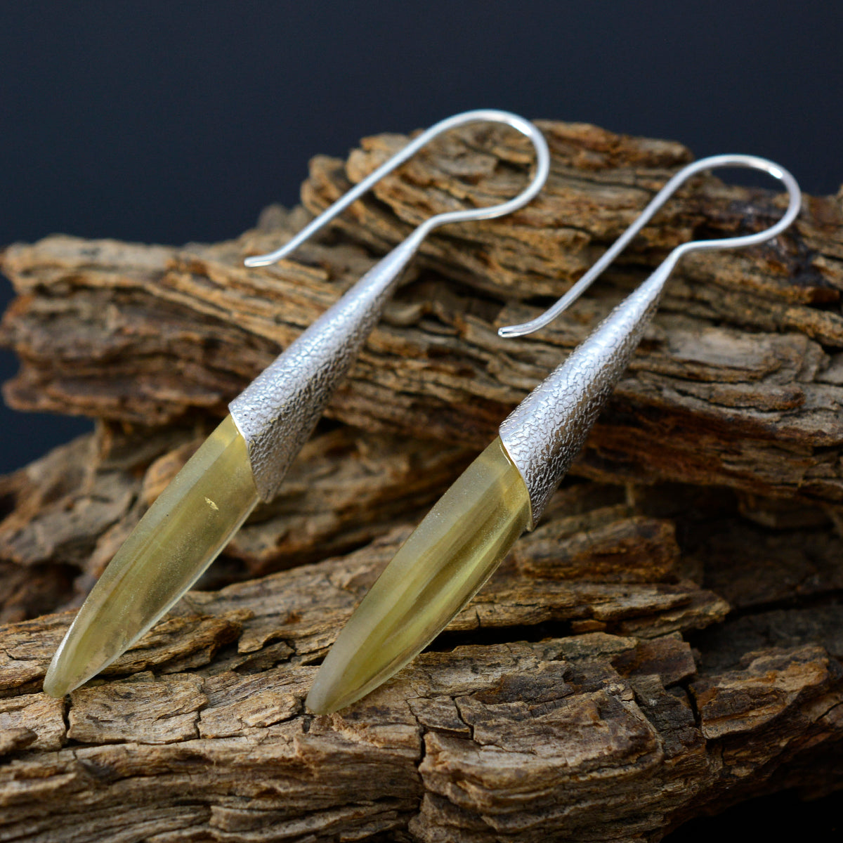 Jia Yellow Edgy Solitaire Dangle Earring