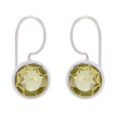 Bianca Yellow Delicate Solitaire Dangle Earring Lemon Quartz Yellow Dangle