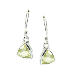 Emi Yellow Elegant Solitaire Dangle Earring Lemon Quartz Yellow Dangle