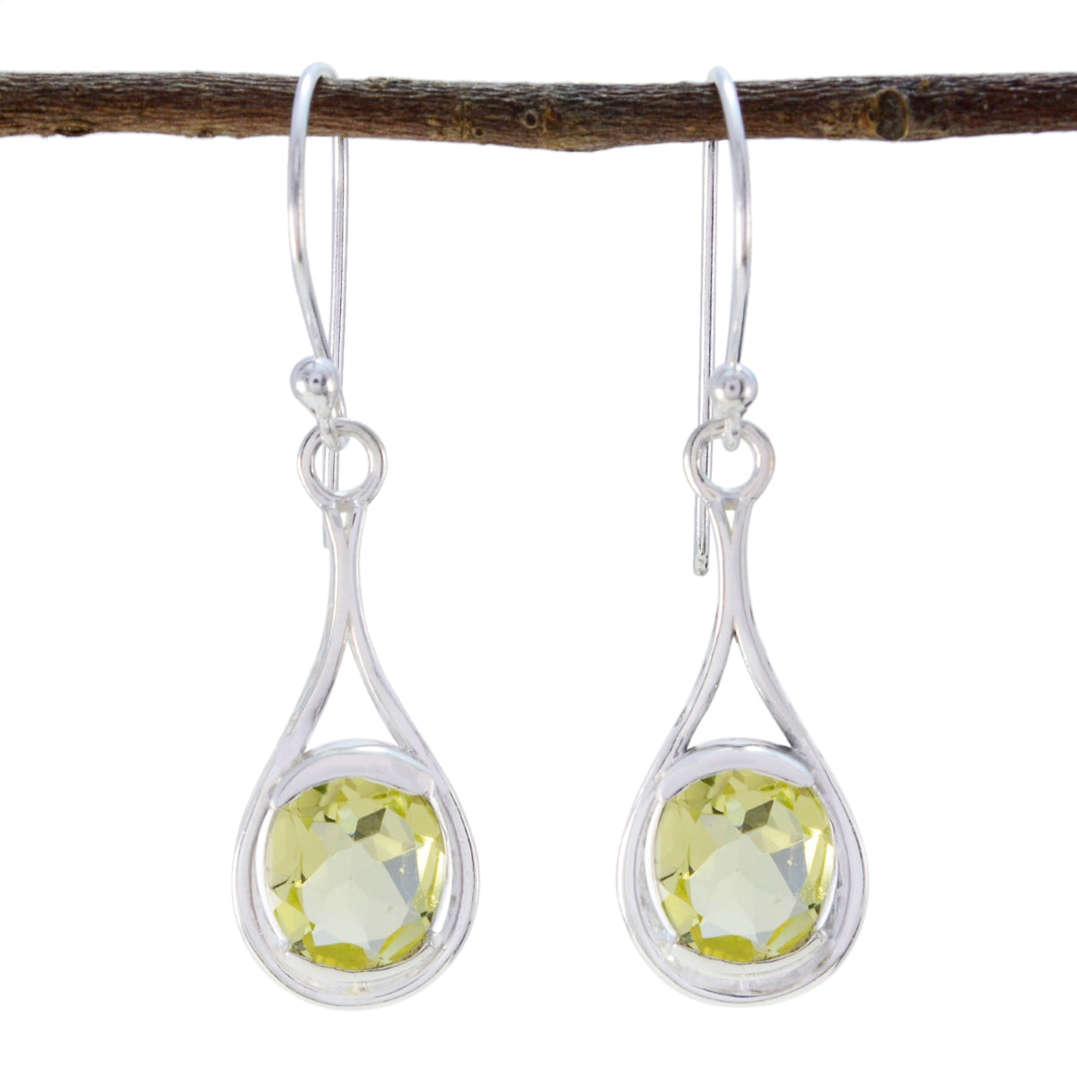 Clara Yellow Whisper thin Solitaire Dangle Earring Lemon Quartz Yellow Dangle