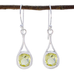Clara Yellow Whisper thin Solitaire Dangle Earring Lemon Quartz Yellow Dangle