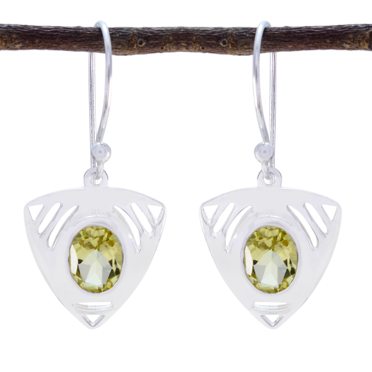 Eleanor Yellow Tiny Solitaire Dangle Earring Lemon Quartz Yellow Dangle