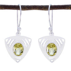Eleanor Yellow Tiny Solitaire Dangle Earring Lemon Quartz Yellow Dangle