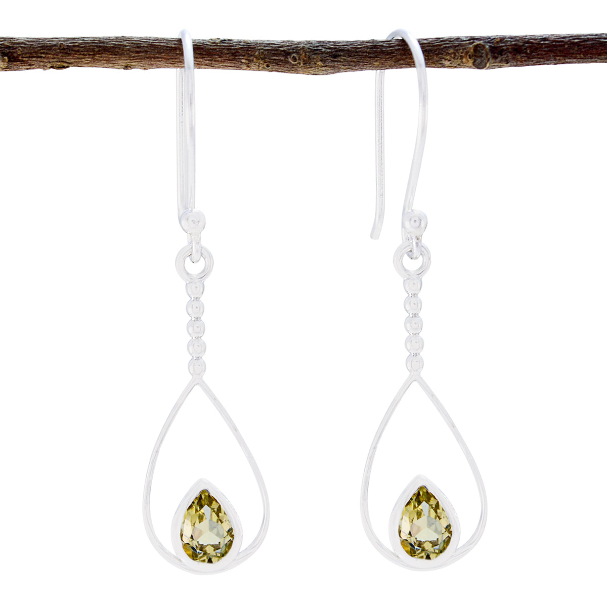 Emma Yellow Dainty Solitaire Dangle Earring Lemon Quartz Yellow Dangle