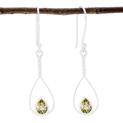 Emma Yellow Dainty Solitaire Dangle Earring Lemon Quartz Yellow Dangle