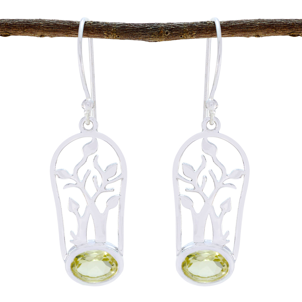 Eva Yellow Dainty Solitaire Dangle Earring Lemon Quartz Yellow Dangle