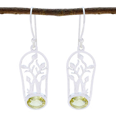 Eva Yellow Dainty Solitaire Dangle Earring Lemon Quartz Yellow Dangle