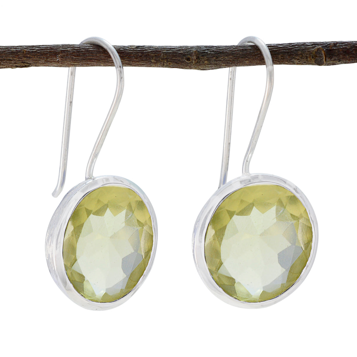 Giulia Yellow Edgy Solitaire Dangle Earring Lemon Quartz Yellow Dangle