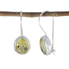 Riley Yellow Whisper thin Solitaire Dangle Earring Lemon Quartz Yellow Dangle