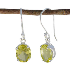Grace Yellow Delicate Solitaire Dangle Earring Lemon Quartz Yellow Dangle