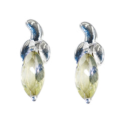 Harper Yellow Delicate Solitaire Stud Earring Lemon Quartz Yellow Stud